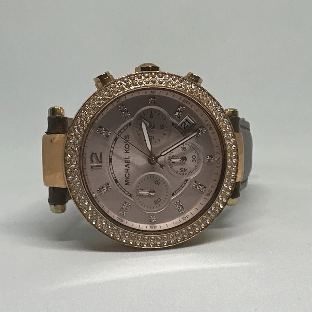 Michael Kors Parker MK5896 Women's Brown Leather Analog Dial Quartz Watch HME653